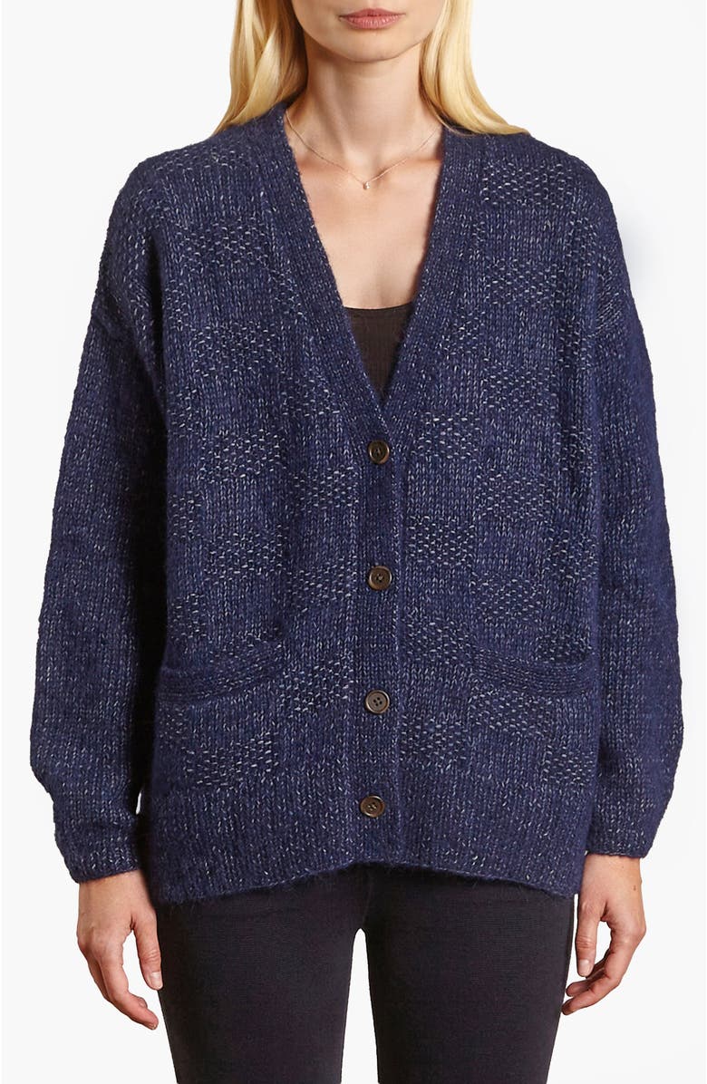 oyun Handknit Basketweave Cardigan, Main, color, Navy