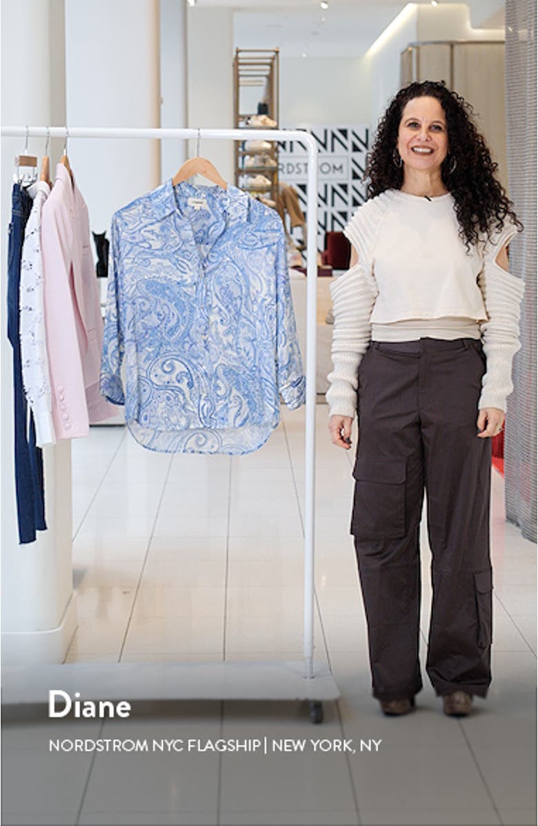 Dani Paisley Print Silk Button-Up Shirt, sales video thumbnail