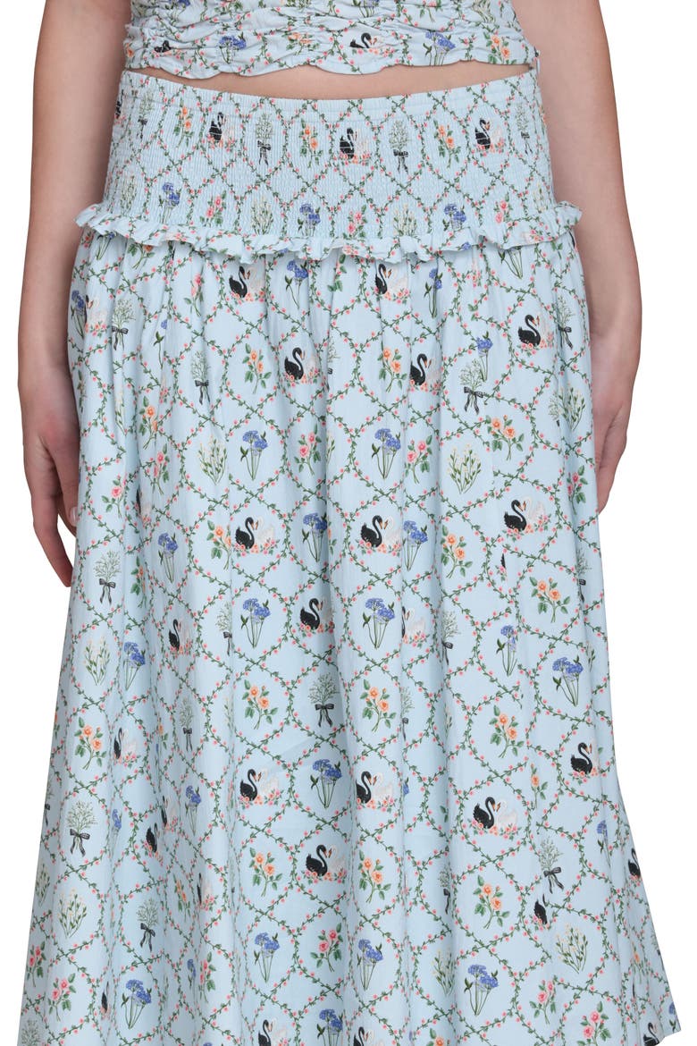 Smocked Circle Skirt, Alternate, color, BLUE SWAN
