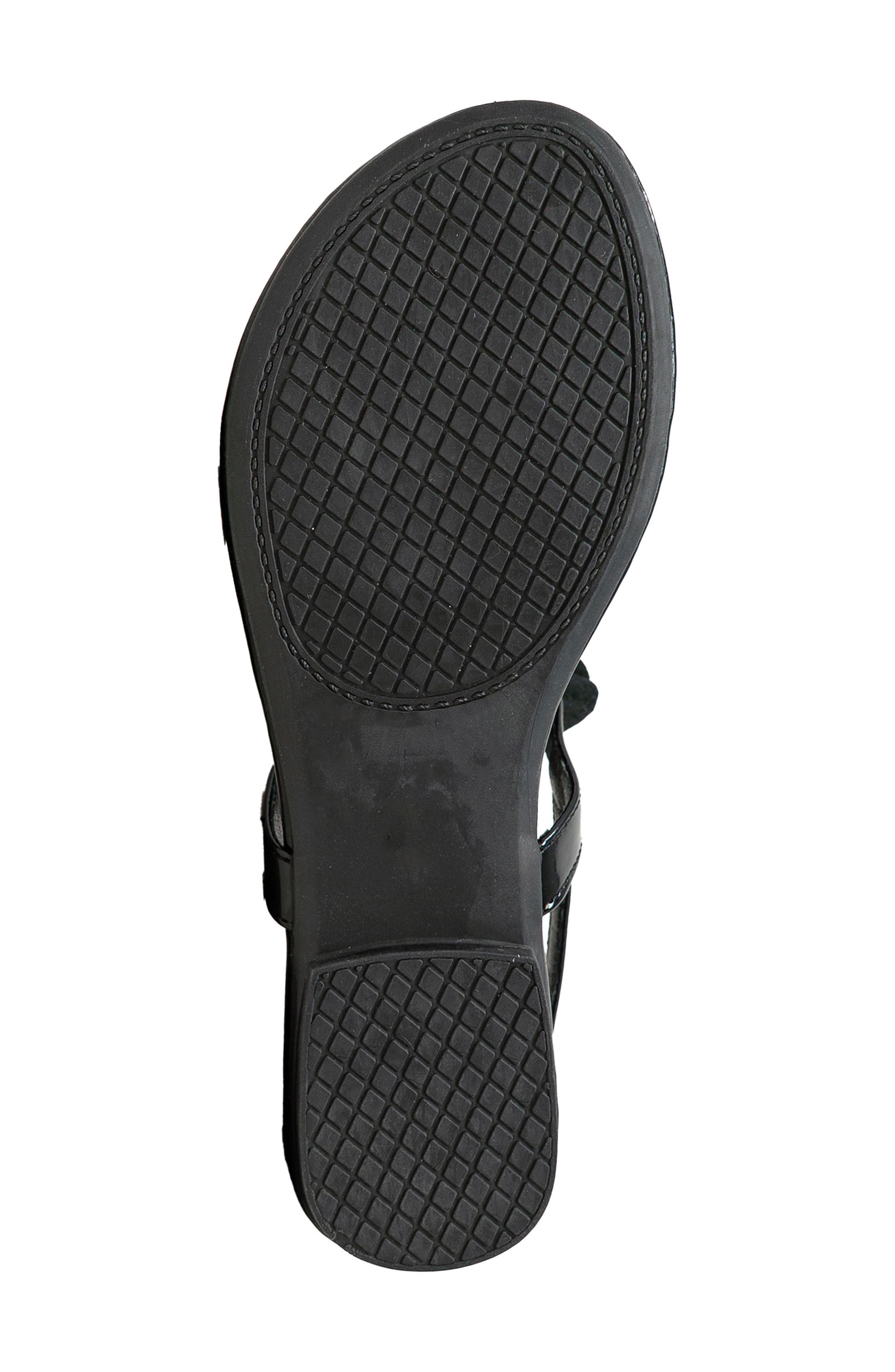 CHASE AND CHLOE Floral Post Toe Sandal, Alternate, color, Black Patent