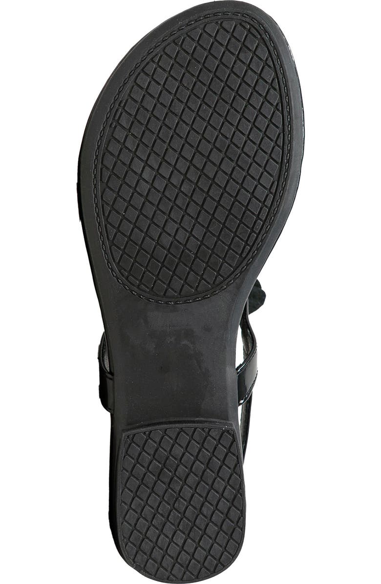 CHASE AND CHLOE Floral Post Toe Sandal, Alternate, color, Black Patent