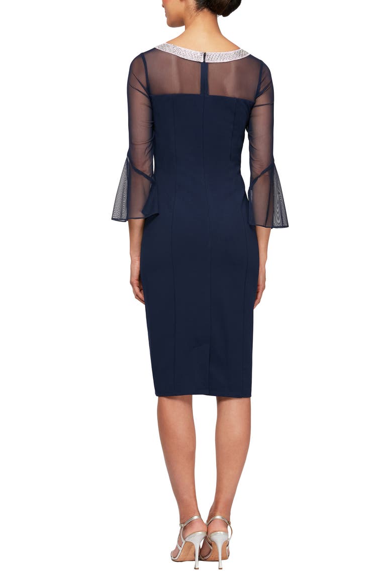 Embellished Shift Cocktail Dress, Alternate, color, NAVY