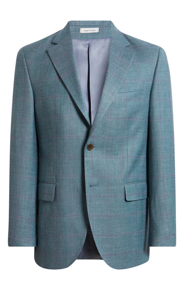 Peter Millar Flynn Classic Fit Green Windowpane Check Wool & Silk Blend Sport Coat, Alternate, color, Light Green