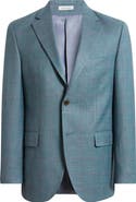 Peter Millar Flynn Classic Fit Green Windowpane Check Wool & Silk Blend Sport Coat