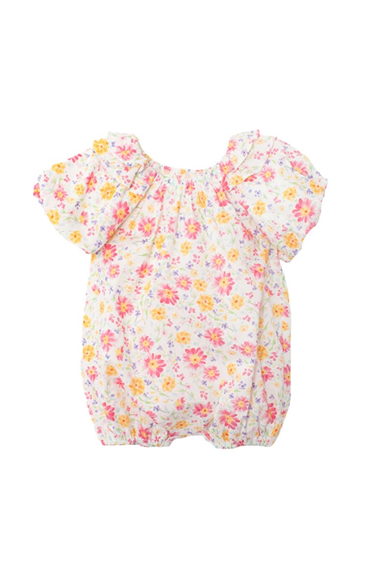 Mabel + Honey Petal Party Short Bubble Sleeve Romper, Main, color, Floral