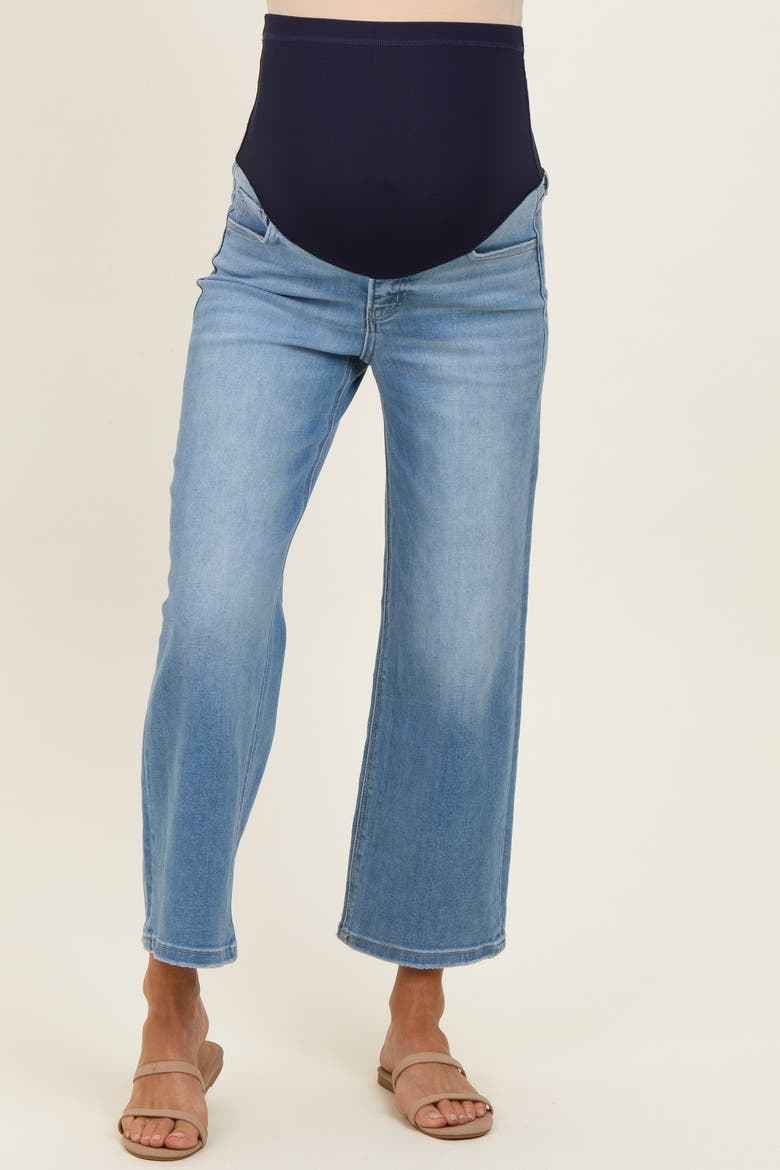 Medium Wash Cropped Wide Leg Maternity Jeans, Alternate, color, Blue