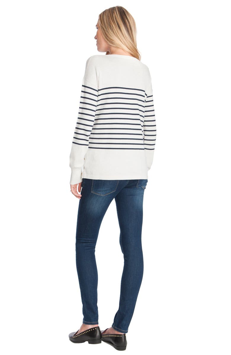 Seraphine Striped Nursing Maternity Sweater, Alternate, color, 