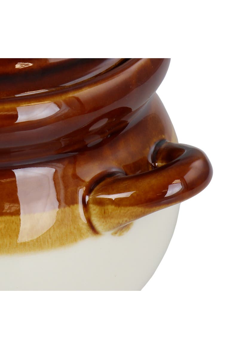 4 Piece Double Handle 15 Ounce French Onion Soup Bowl, Alternate, color, Brown