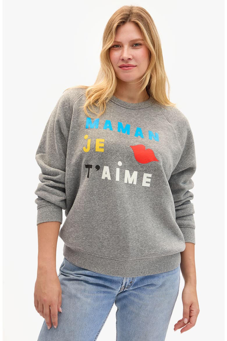 x Every Mother Counts Graphic Sweatshirt, Alternate, color, GREY MAMAN JE T'AIME