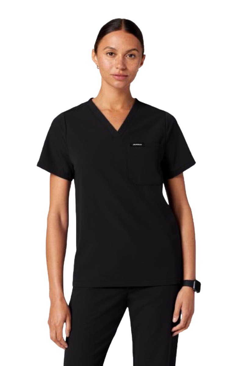 JAANUU Rhena Women's 1-Pocket Slim V-Neck Scrub Top, Alternate, color, Black