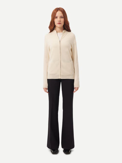 Gobi Mongolian Cashmere Full-zip Cashmere Cardigan In Off White