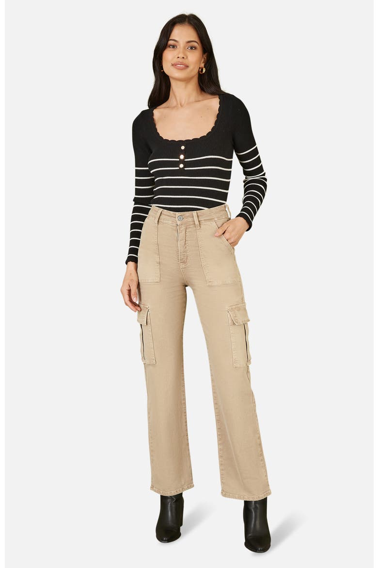 High Waist Utility Stretch Cargo Pants, Alternate, color, Stone