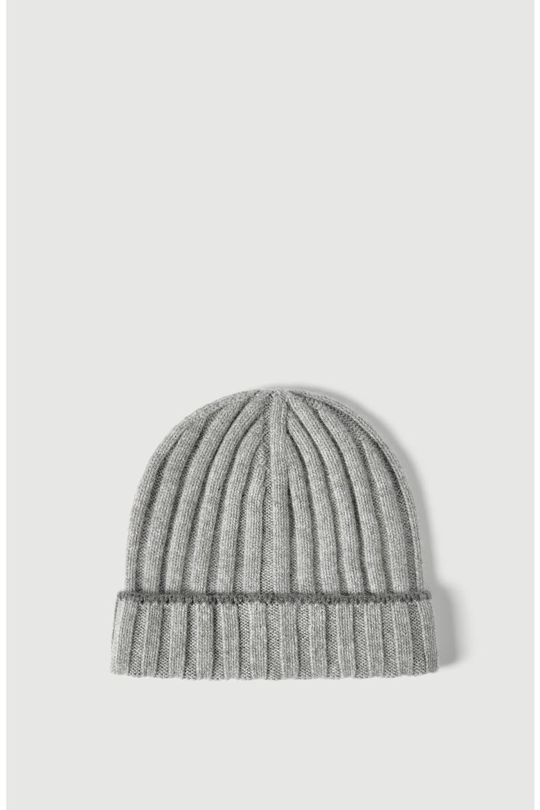 Cashmere rib knit beanie, Main, color, Light Grey