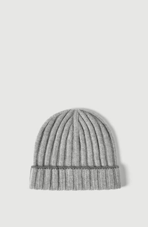 Cashmere rib knit beanie