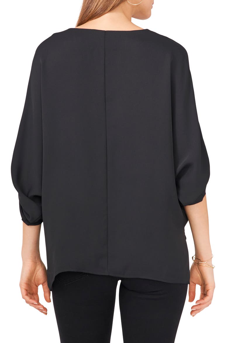 Roll Tab Sleeve Tunic Top, Alternate, color, RICH BLACK