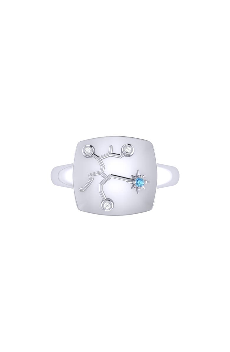 LuvMyJewelry Sagittarius Blue Topaz & Diamond Signet Ring, Alternate, color, 