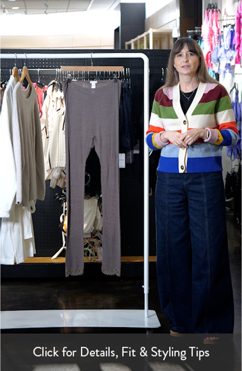 Lace Trim Rib Merino Wool & Silk Pajama Leggings, sales video thumbnail