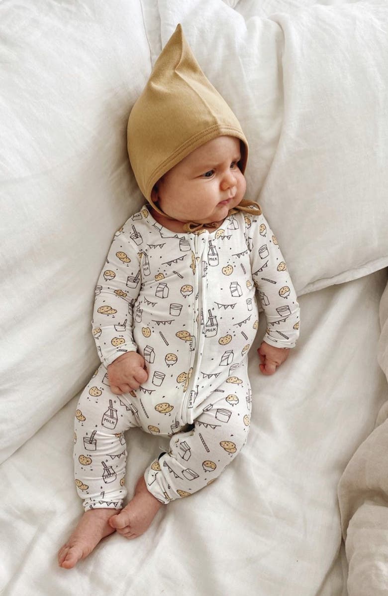 Bellabu Bear Kids' Milk & Cookies Convertible Footie Pajamas, Alternate, color, 