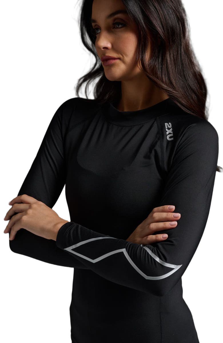 2XU Women's Ignition Compression Long Sleeve, Alternate, color, Black/Silver