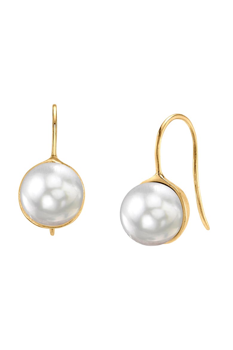 White South Sea Pearl Harriett Earrings, Main, color, Yellow Gold