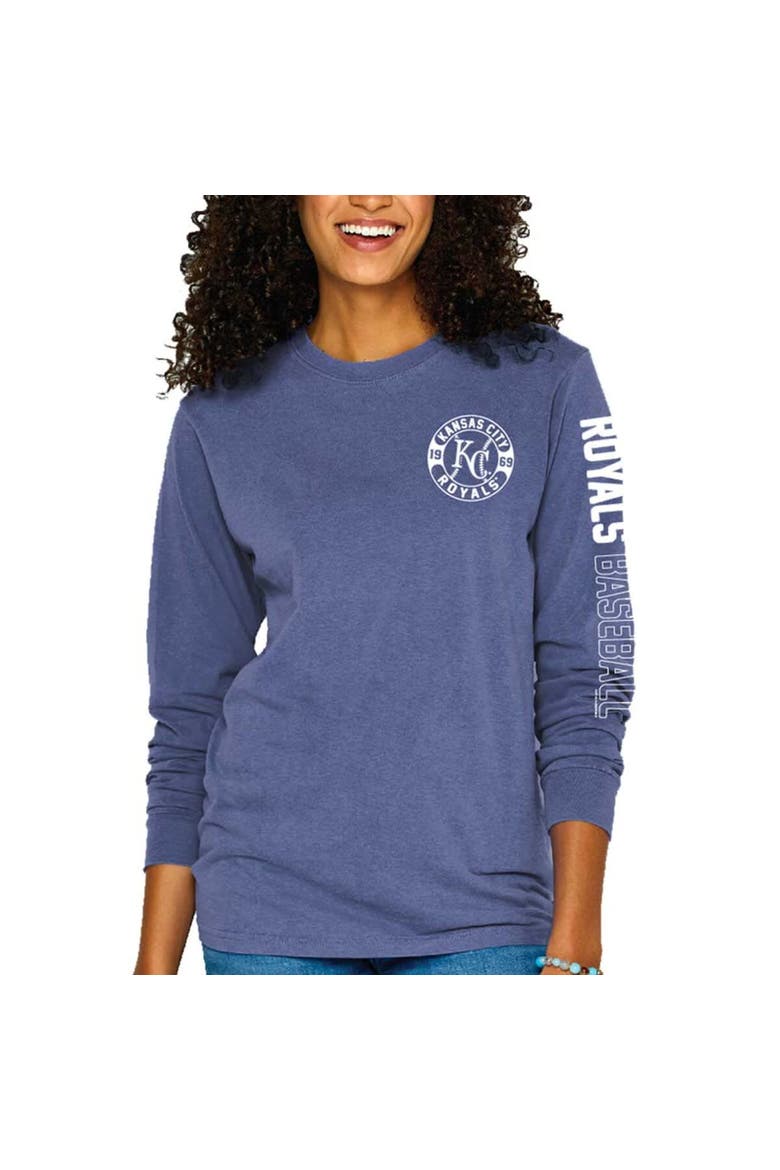 Women's Soft as a Grape Royal Kansas City Royals Pigment-Dyed Long Sleeve T-Shirt, Main, color, Royal