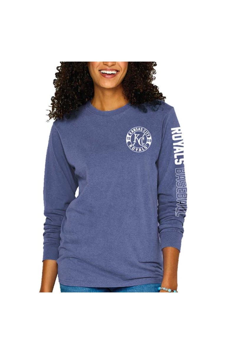 SOFT AS A GRAPE Women's Soft as a Grape Royal Kansas City Royals Pigment-Dyed Long Sleeve T-Shirt, Main, color, 