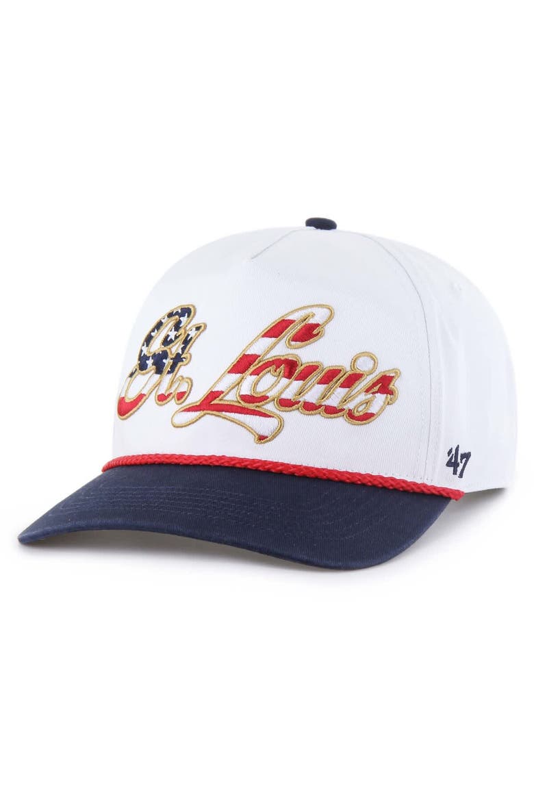 Men's '47 White St. Louis Cardinals Patriotic Overhand Hitch Adjustable Hat, Main, color, White