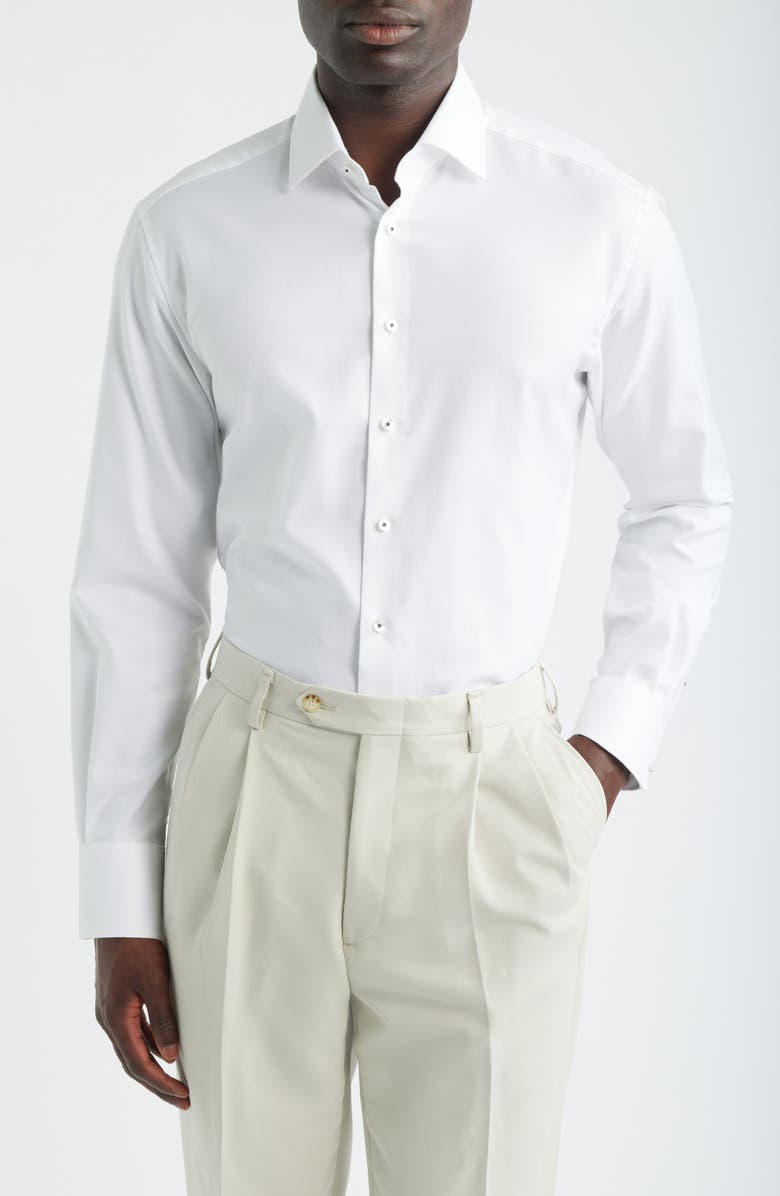 1863 by Eterna Modern Fit Solid Non-Iron Cotton Oxford Cloth Dress Shirt, Main, color, White