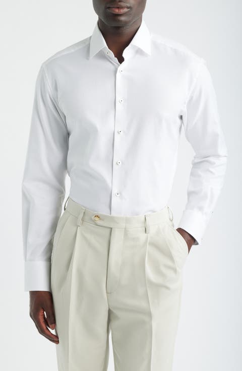 Modern Fit Solid Non-Iron Cotton Oxford Cloth Dress Shirt (Regular & Big)