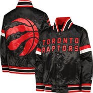 STARTER Youth Starter Black Toronto Raptors Home Game Varsity Satin Full-Snap Jacket