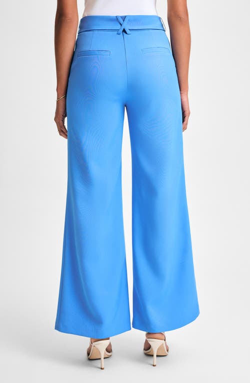 Isaac Mizrahi New York Cady Wide Leg Pants With Tie Waist In French Blue