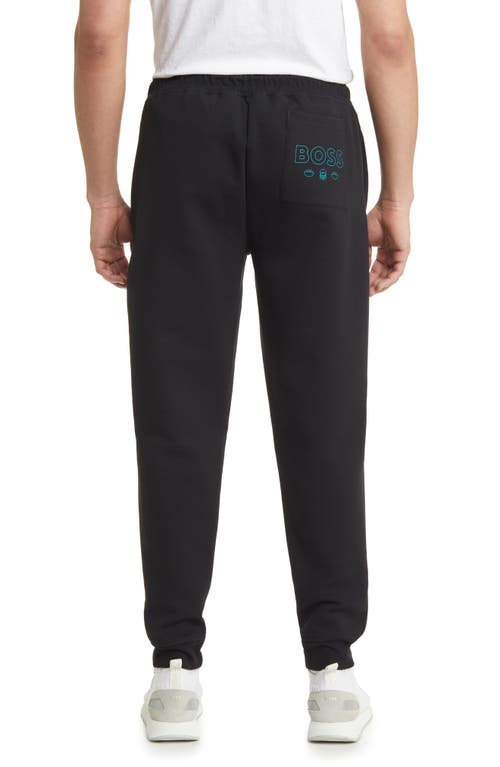 Hugo Boss Boss X Nfl Cotton-blend Tracksuit Bottoms With Collaborative Branding In Miami Dolphins Black
