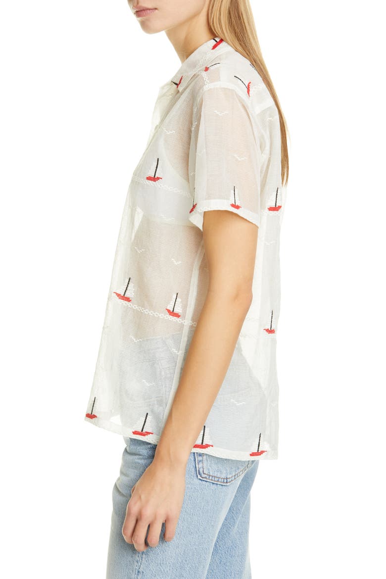 Sailboat Textured Sheer Shirt, Alternate, color, RED SAIL BOAT