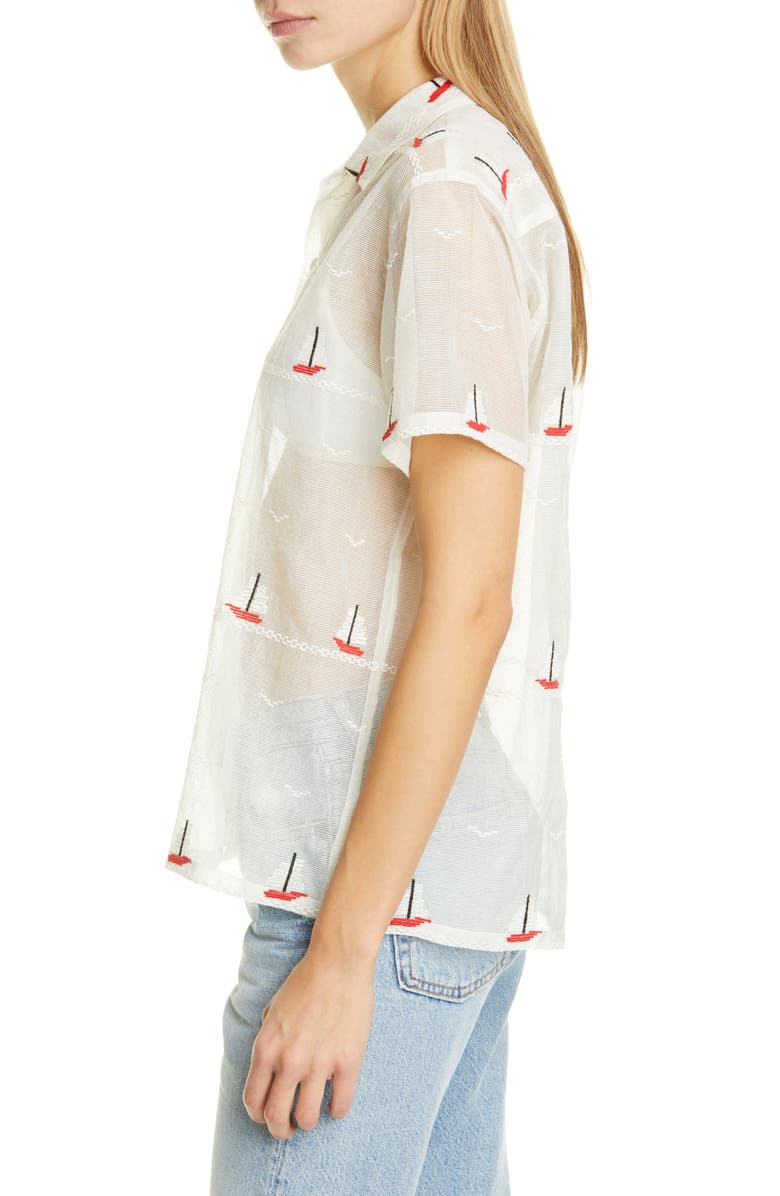 Bode Sailboat Textured Sheer Shirt, Alternate, color,