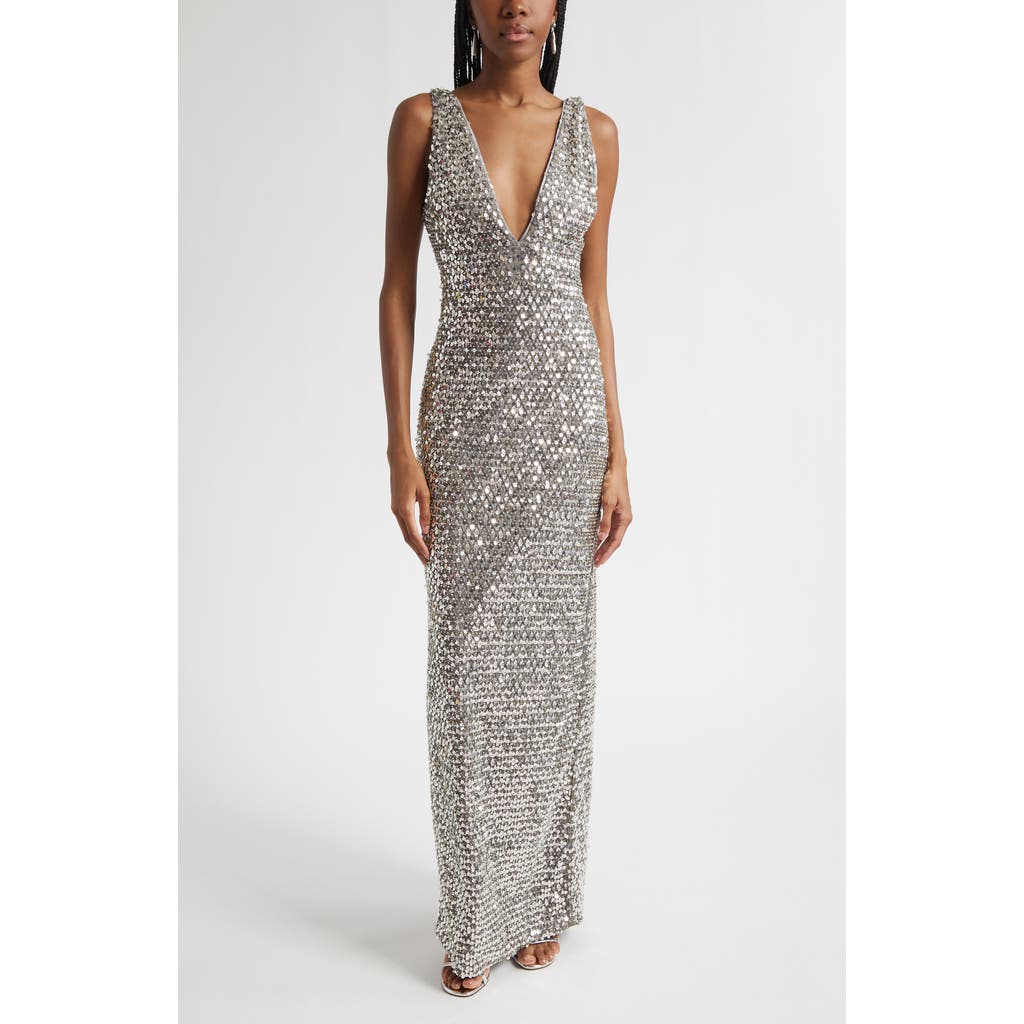Ramy Brook Ellie Sequin Gown In Silver