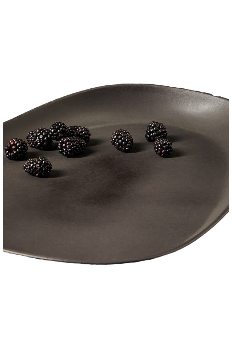 Stoneware Long Serving Platter, Alternate, color, Black
