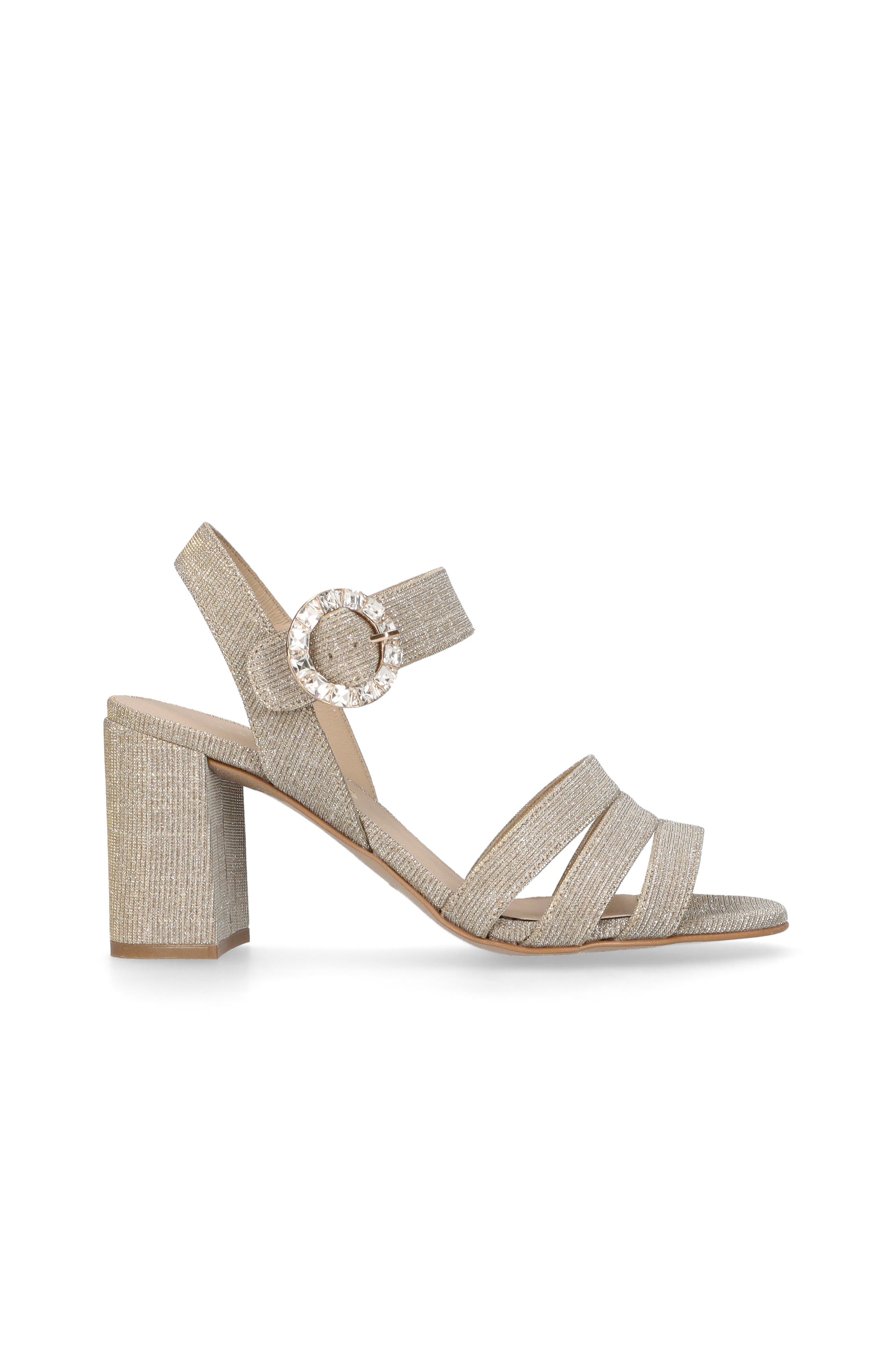 Block Heel Glitzy Buckle Sandal, Alternate, color, Metallic Gold