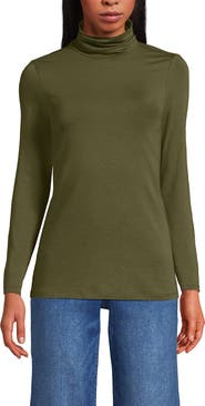 Lands' End Lightweight Jersey Skimming Long Sleeve Turtleneck