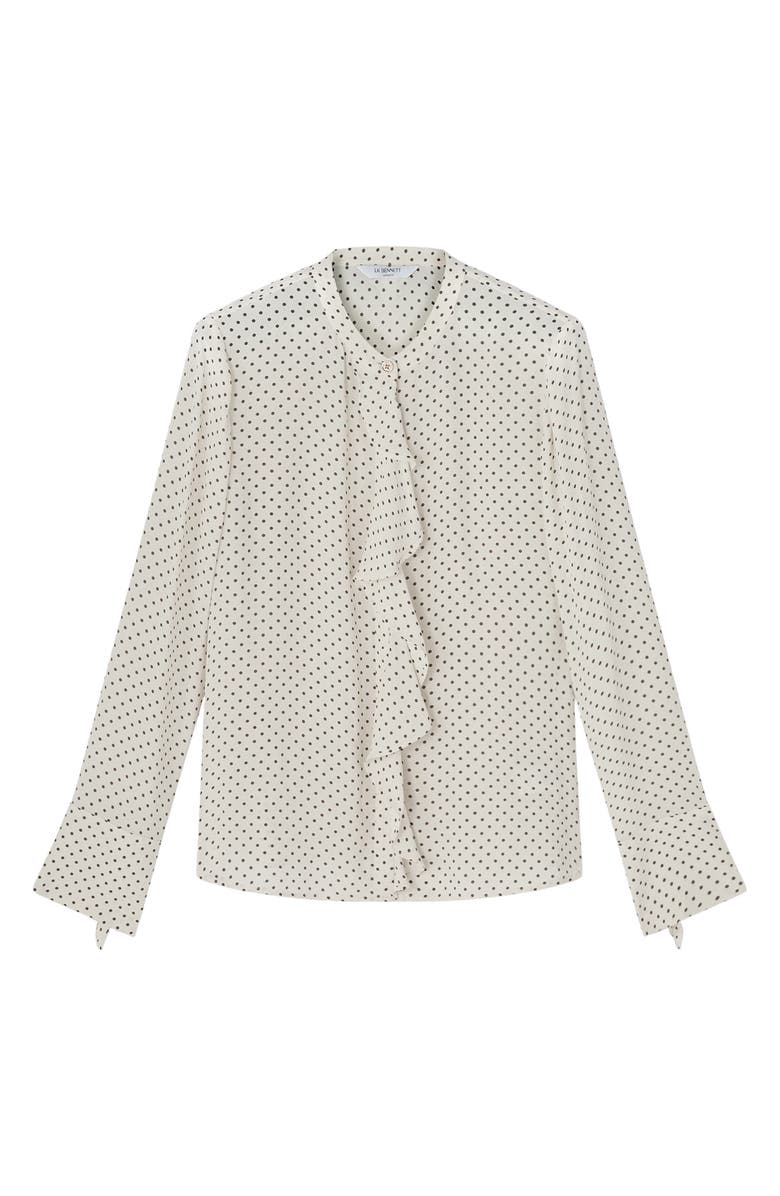 LK Bennett Cody Ruffle Polka Dot Button-Up Shirt, Alternate, color,