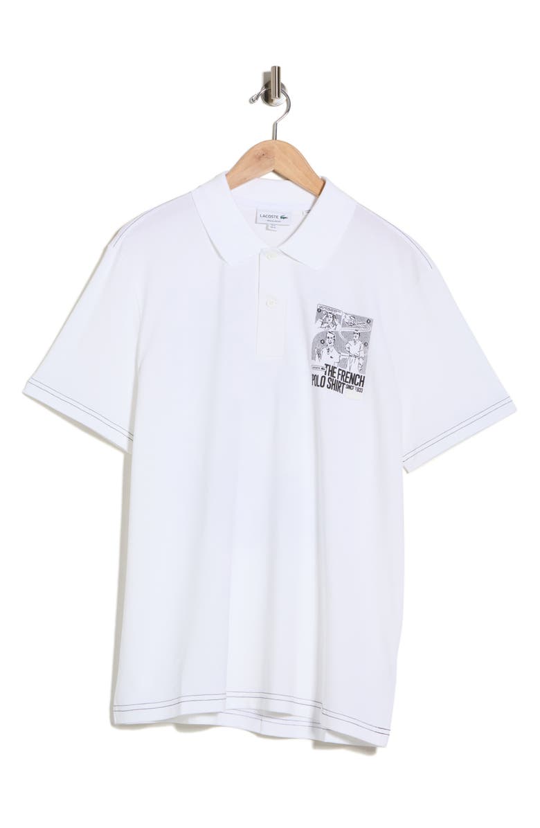 Lacoste Organic Cotton Graphic Polo, Main, color, Blanc
