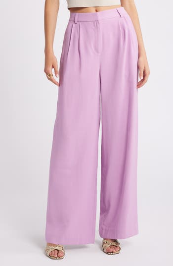 Open Edit High Waist Wide Leg Trousers In Pink Gale
