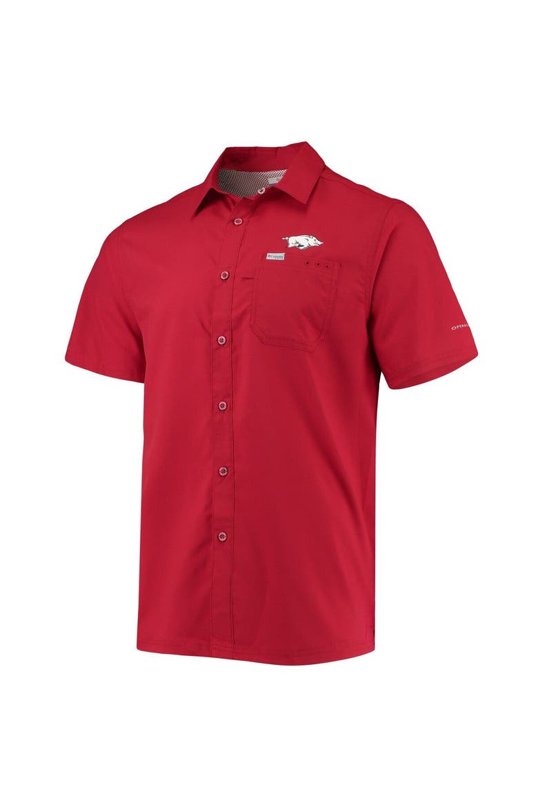 Men's Columbia PFG Cardinal Arkansas Razorbacks Slack Tide Camp Button-Up Shirt, Alternate, color, Cardinal