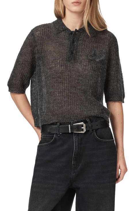 Anabel Mohair & Merino Wool Blend Polo Tee
