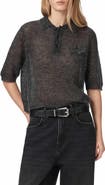 AllSaints Anabel Mohair & Merino Wool Blend Polo Tee