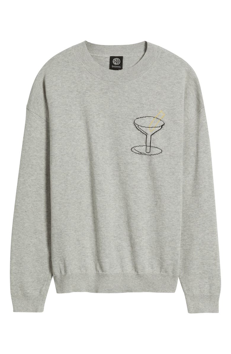 Bobeau Martini Crewneck Cotton Sweater, Alternate, color, Heather Grey/ Black