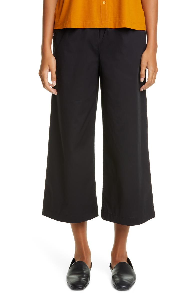 Eileen Fisher WIDE LEG CROPPED PANT, Main, color, Black