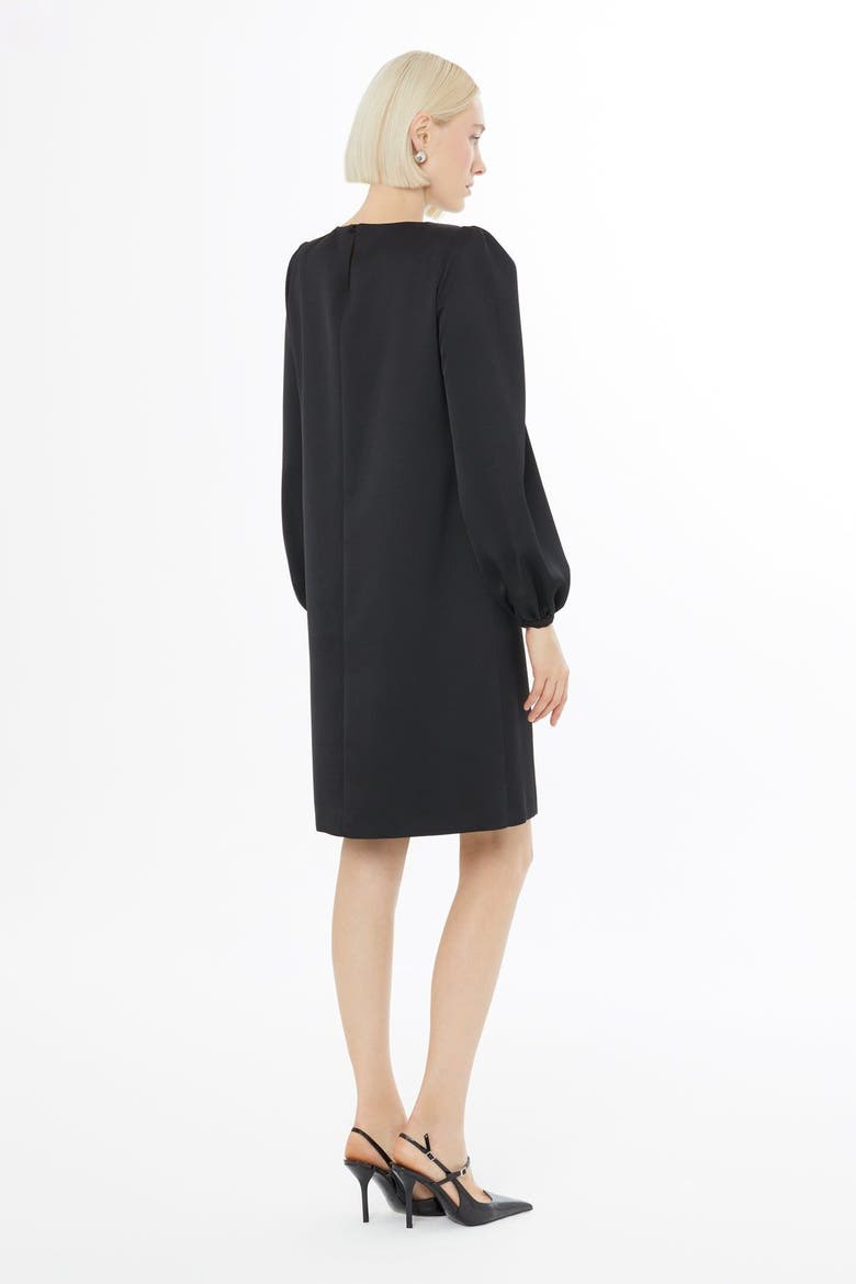 Shoulder-Pad Long Sleeve Buttoned Maxi Dress, Alternate, color, Black