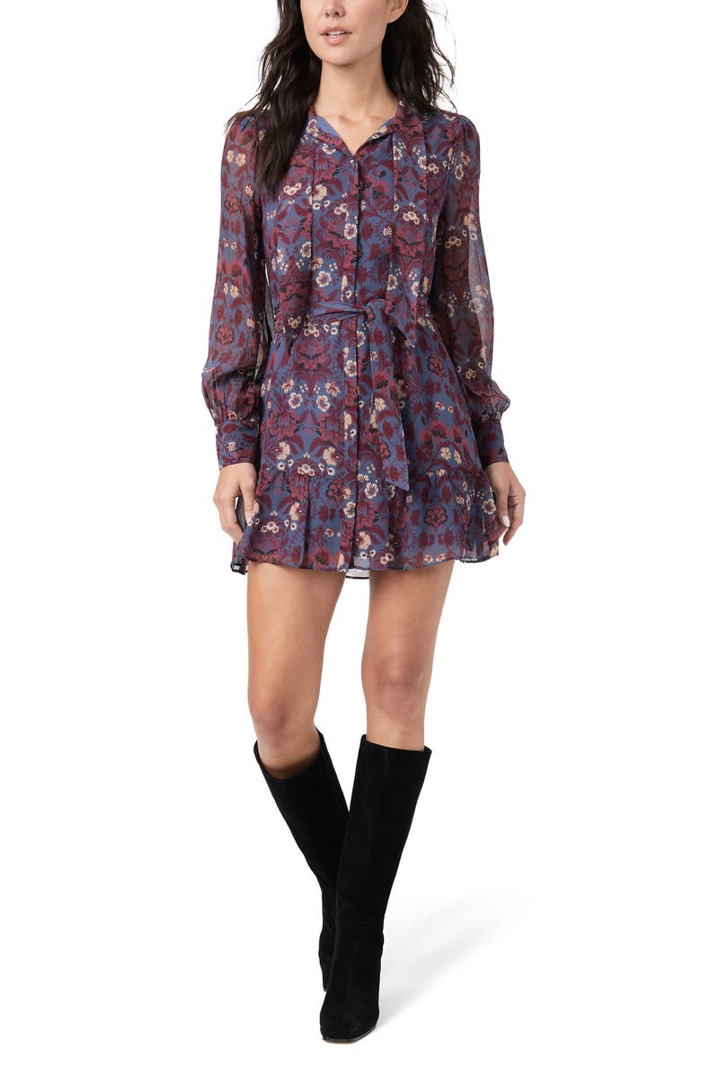 PAIGE Vittoria Long Sleeve Silk Minidress, Alternate, color, Amthystmlt