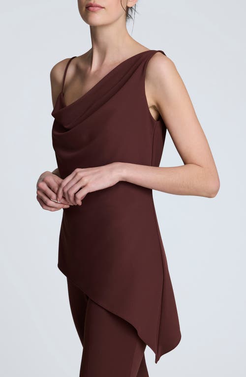 Kenneth Cole Asymmetric Drape Sleeveless Top In Burgundy