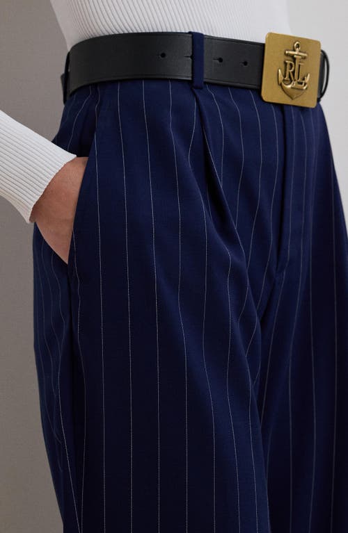 Ralph Lauren Lauren  Pinstripe Wool Blend Straight Leg Pants